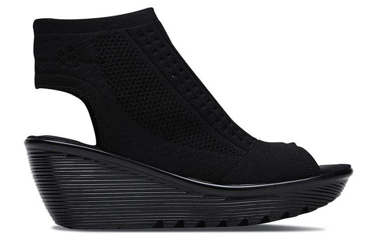 Order (Women) Skechers Parallel 'Fashion Casual Wedge Sandal Black' 49829-BLK