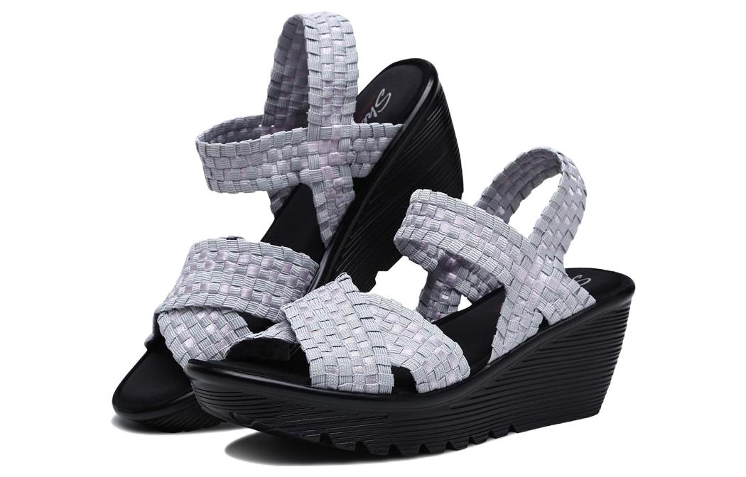 Lookbook (Women) Skechers Parallel 'Fashion Casual Wedge Sandal Grey Purple' 38658-GYLV