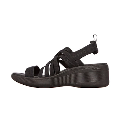 (W) Skechers Pier-Lite 'Casual Wedge Sandal Black'