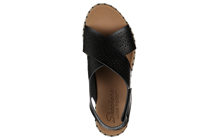 Lookbook Skechers Pier Ave-Beach Chick 坡跟涼鞋 女款 黑色