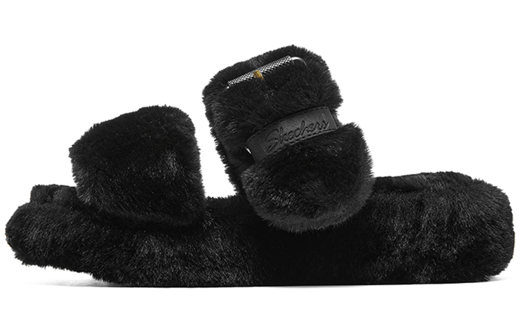 (W) Skechers Platform Fleece-Lined Mule 'Warm Black Plush'