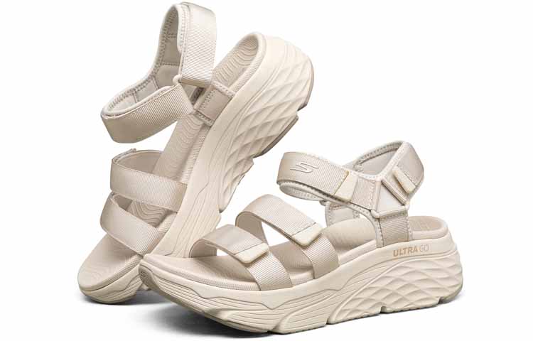 (W) Skechers Platform Peep-Toe Sandal 'Natural' 圖 3
