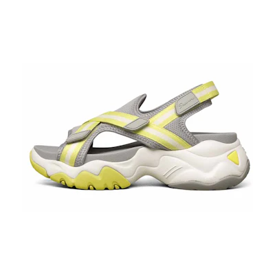 (W) Skechers Platform Velcro Sandals 'Grey Yellow'