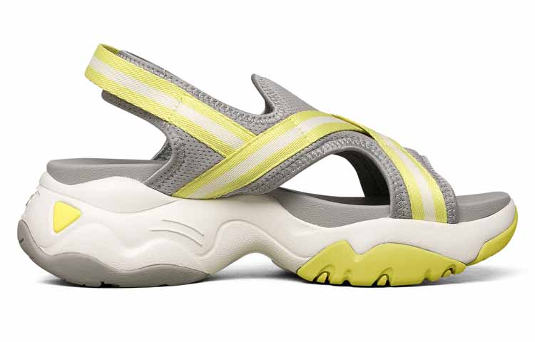 (W) Skechers Platform Velcro Sandals 'Grey Yellow' 圖 2