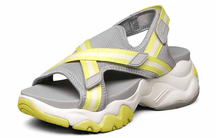 (W) Skechers Platform Velcro Sandals 'Grey Yellow' 圖 4