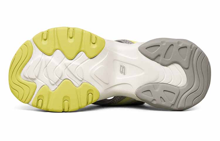 (W) Skechers Platform Velcro Sandals 'Grey Yellow' 圖 5