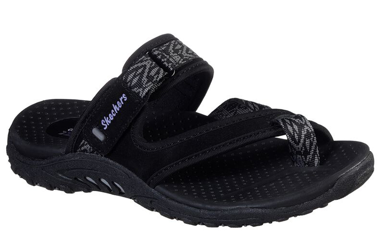 Lookbook Skechers Reggae-Nature 舒適耐磨運動拖鞋 女款 黑