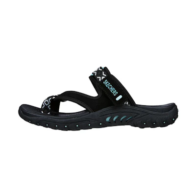 (W) Skechers Reggae-Perfect Black 'CMFT Durable Sport Slide'