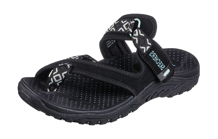 Lookbook (W) スケッチャーズ Reggae 快適スライド (Sukekchaazu Reggae Kaiteki Suraido) 40798-BLK