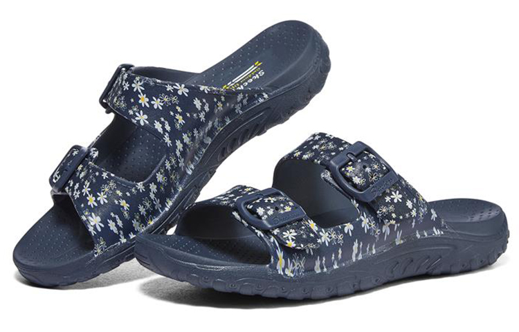 Lookbook Skechers Reggae 休閒拖鞋 女款 藍白