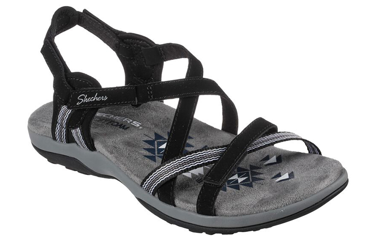 Lookbook (W) 斯凯奇Reggae Slim“黑灰” 163115-BLK