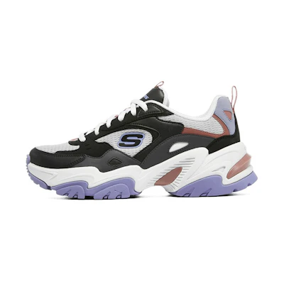 (W) Skechers Retro Casual 'Black White Purple'