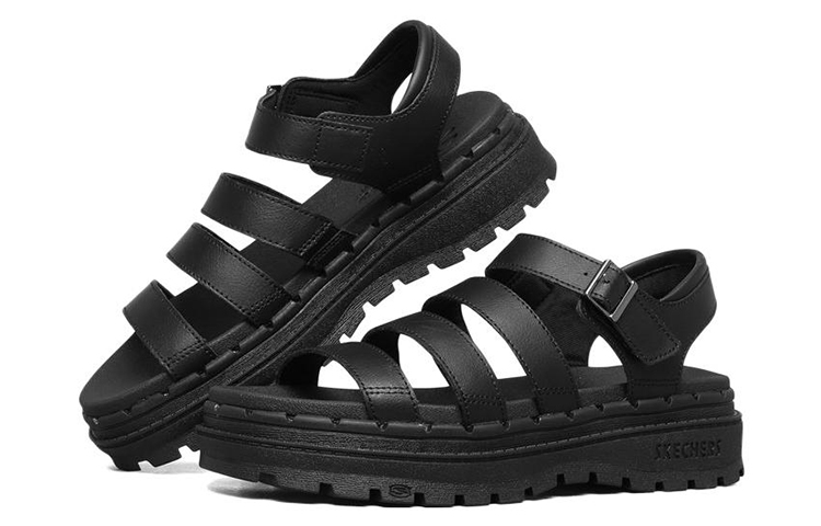 Lookbook (W) Skechers 复古厚底凉鞋“黑色” 163085-BBK