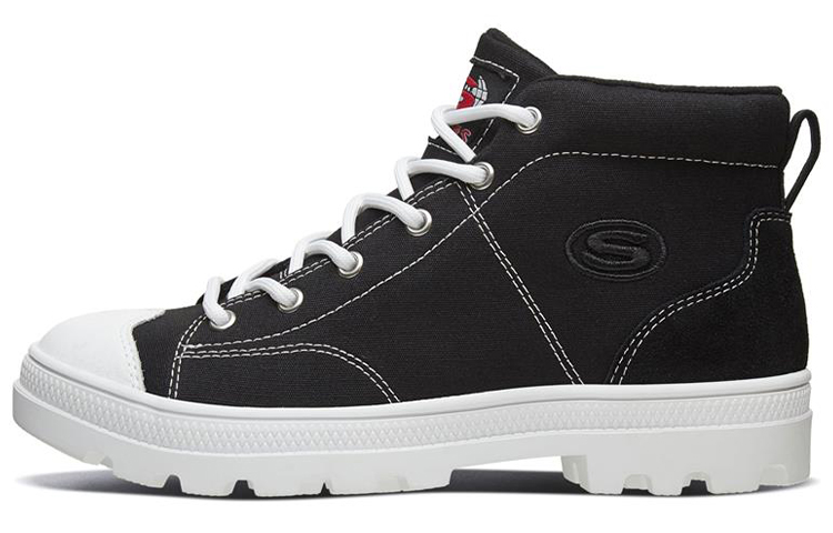 (Women) Skechers Roadies High-Top Canvas Shoes Black 74380-BLK