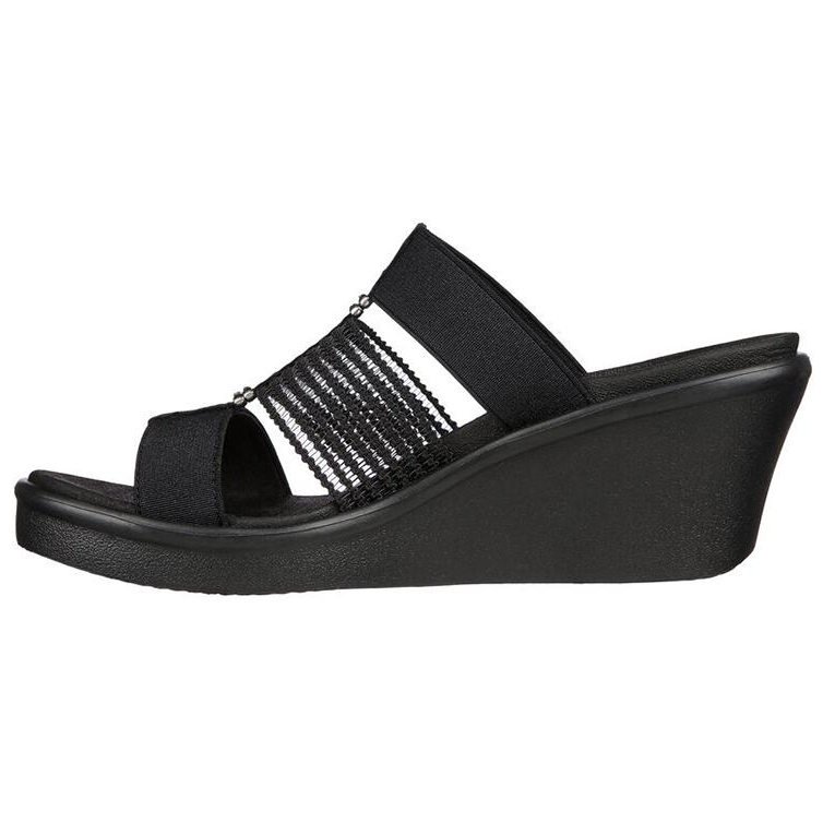 (Women) Skechers Rumble On-Casual Moments 'Black Wedge Slide' 119262-BLK