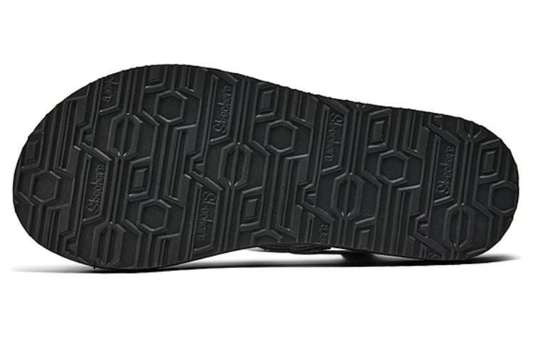 Shop Skechers 防滑耐磨 一字帶涼鞋 女款 黑色