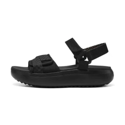 (W) Skechers Sandal Black 'CMFT Fashion Magic Tape Thick Sole'