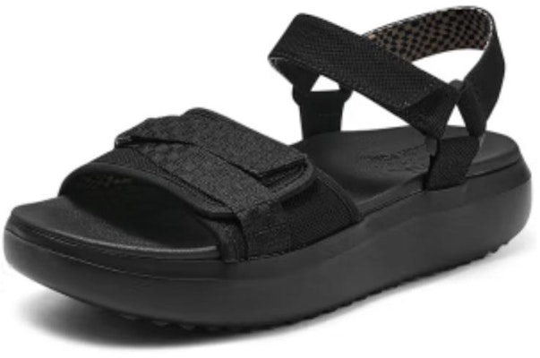 (Women) Skechers Sandal Black 'Comfort Fashion Magic Tape Thick Sole' 114807-BBK Order (Women) Skechers Sandal Black 'Comfort Fashion Magic Tape Thick Sole' 114807-BBK