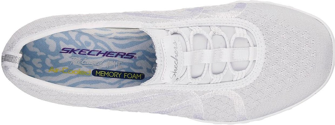 (Women) Skechers Savvy Slip-On 'White Silver' 23028-WSL Shop (Women) Skechers Savvy Slip-On 'White Silver' 23028-WSL