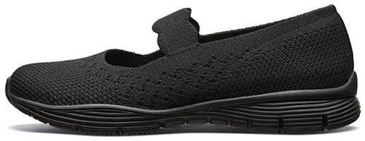 (Women) Skechers Seager Slip-on Shoes Black 49622-BBK (Women) Skechers Seager Slip-on Shoes Black 49622-BBK