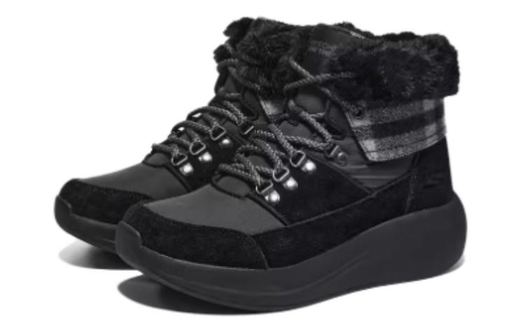 Lookbook (Women) Skechers Short Snow Boots 'Warm Comfortable Black' 144672
