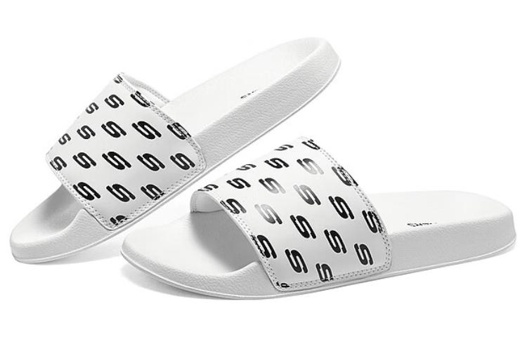 Shop (W) Skechers 线条 2 黑白拖鞋 8730085-WBK