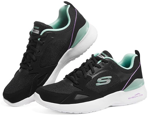 Skechers Skech-Air Dynamight 低筒運動鞋 女款 黑綠色 Lookbook Skechers Skech-Air Dynamight 低筒運動鞋 女款 黑綠色