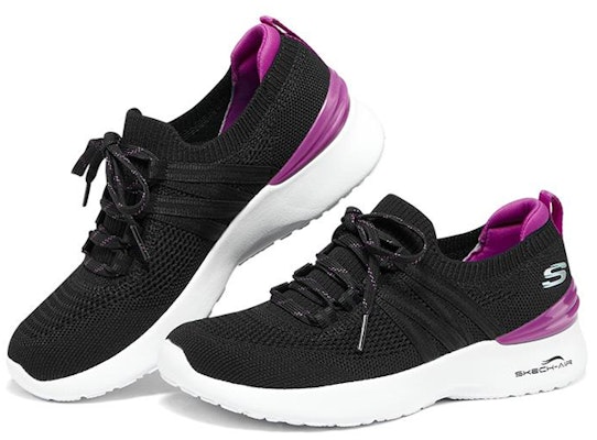 Skechers Skech-air Dynamight 休閒運動鞋 女款 黑紫 Lookbook Skechers Skech-air Dynamight 休閒運動鞋 女款 黑紫
