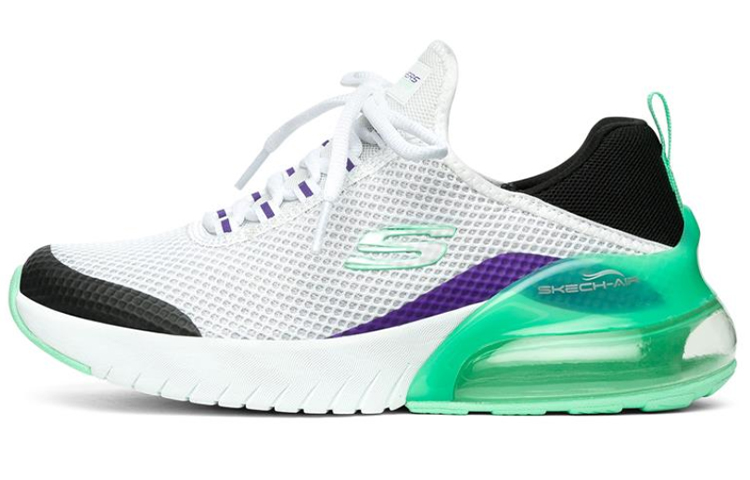(Women) Skechers Skech-Air Stratus Sneakers White/Black/Green 13276-WTPR