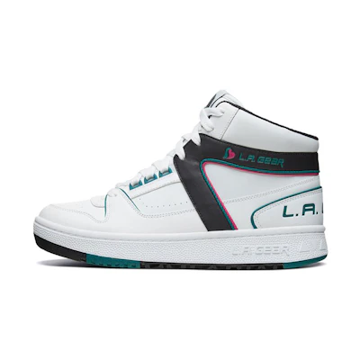 (W) Skechers Slammers High 'White Black Blue'