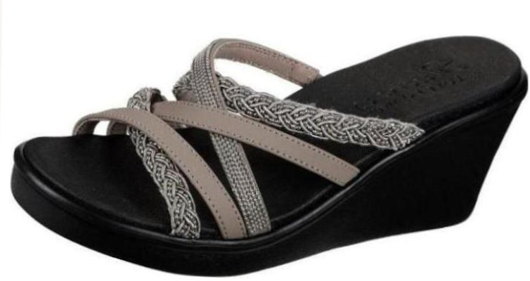 (Women) Skechers Slide Sandal 'Black Comfort Mid-Heel' 119024 Buy (Women) Skechers Slide Sandal 'Black Comfort Mid-Heel' 119024