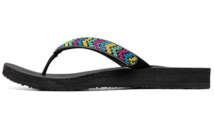 (Women) Skechers Slide Sandal 'Black Rainbow' 119143-MLT