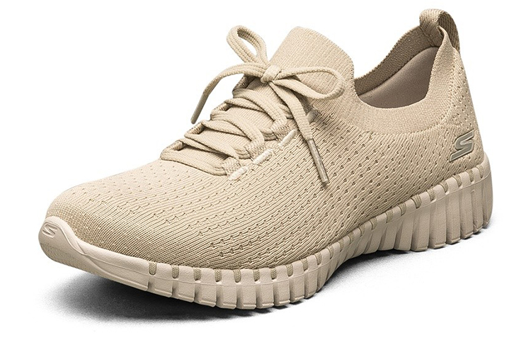 Lookbook Skechers 軟底緩震透氣 一腳蹬運動休閒鞋 女款 灰褐色