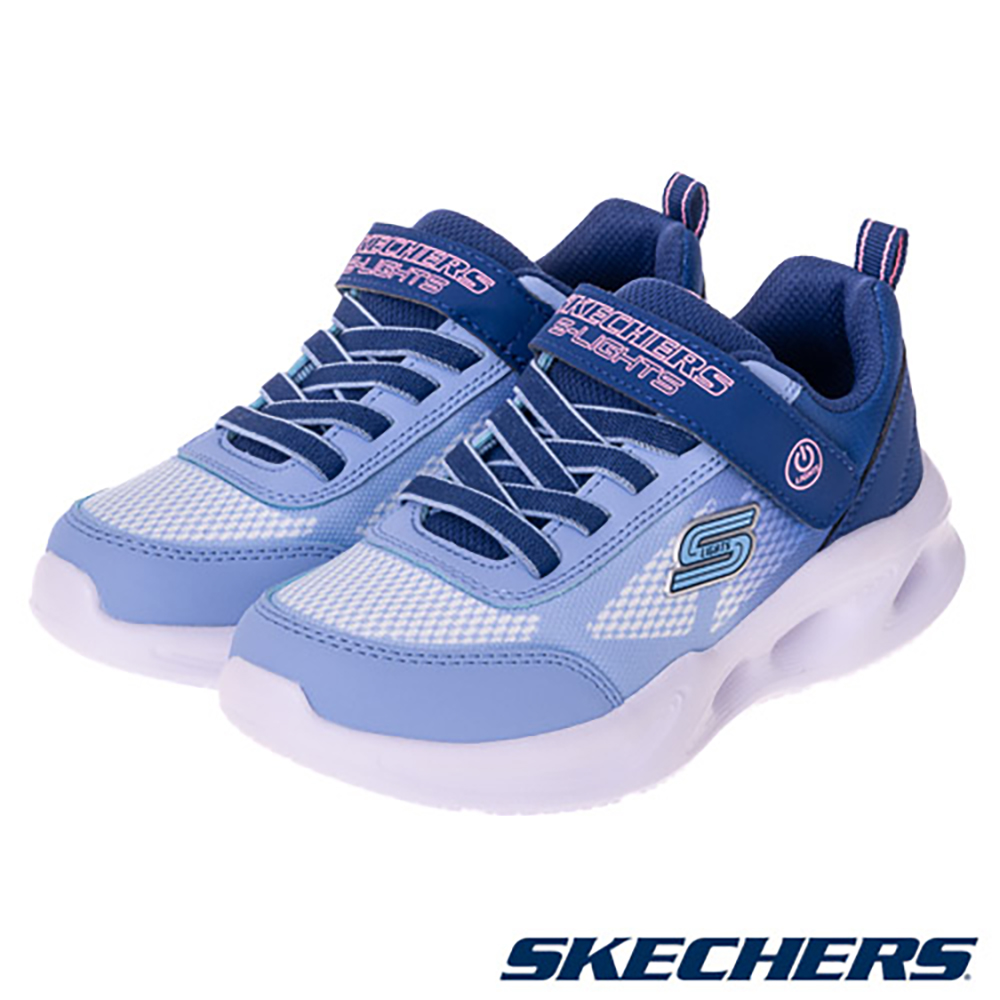 (W) Skechers Sola Glow Girls' Blue Light-Up Sneakers Indigo