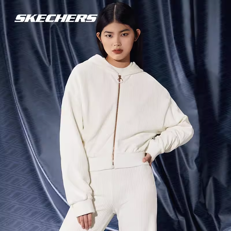 (Women) Skechers Solid White Full-Zip Long Sleeve Jacket L422W111 圖 5