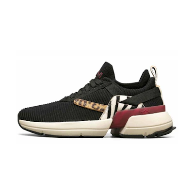 (W) Skechers Split Running Shoes Black/White/Red