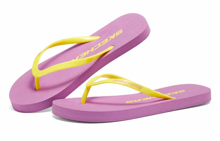 Shop Skechers 舒適潮流百搭運動拖鞋 女款 紫黃