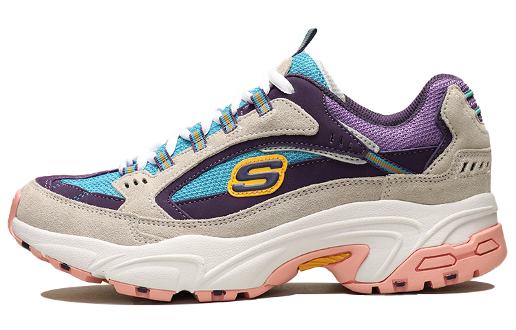 (Women) Skechers Stamina Low-Top Running Shoes Grey/Purple 13452-NTPR