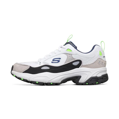 (W) Skechers Stamina Sports Shoes White/Black/Green