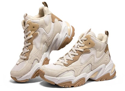 Skechers耐力V2 高筒時尚運動休閒鞋 女款 棕白 Lookbook Skechers耐力V2 高筒時尚運動休閒鞋 女款 棕白