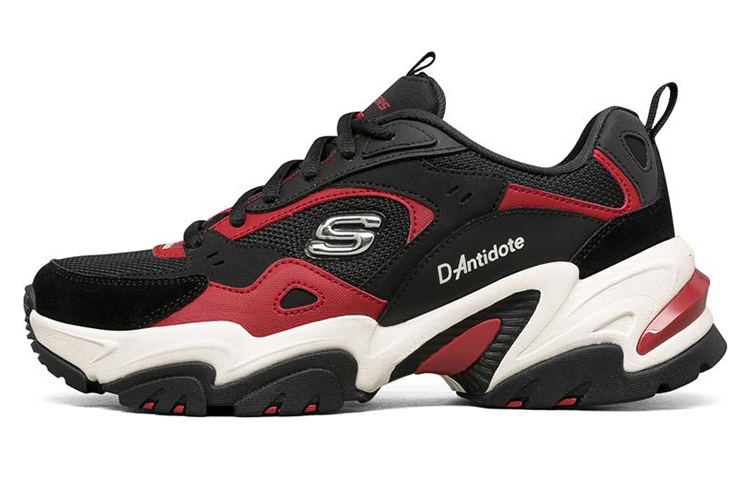 (Women) Skechers Stamina V2 Low-Top Running Shoes Black/Red 66666343-BKRD