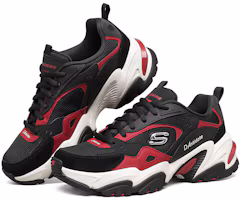 Lookbook Skechers Stamina V2 耐磨防滑 低幫老爹鞋 女款 黑紅