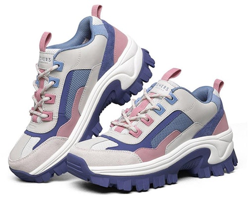 (W) Skechers Street Blox Low-Top Azul/Rosa/Gris 155256-BLMT Lookbook (W) Skechers Street Blox Low-Top Azul/Rosa/Gris 155256-BLMT