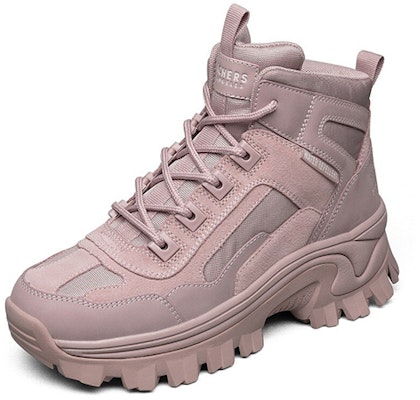 Skechers Street Blox 耐磨防滑減震 高筒運動鞋 女款 茱萸粉 Lookbook Skechers Street Blox 耐磨防滑減震 高筒運動鞋 女款 茱萸粉