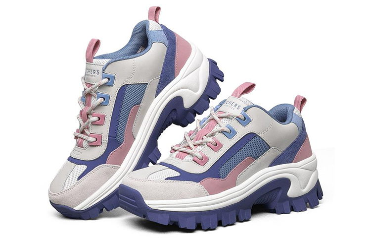 Lookbook (W) Skechers Street Blox Low-Top Blau/Rosa/Grau 155256-BLMT