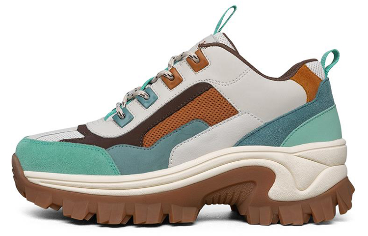 (Women) Skechers Street Blox Low-Top Green/Brown/Grey 155256-NTMT
