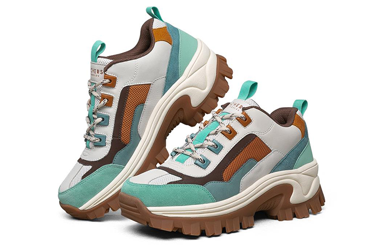 Lookbook (W) Skechers Street Blox Basse Vert/Marron/Gris 155256-NTMT