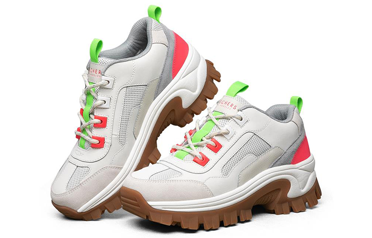Lookbook (W) Skechers Street Blox Basse Gris/Rose/Vert 155256-OWGN