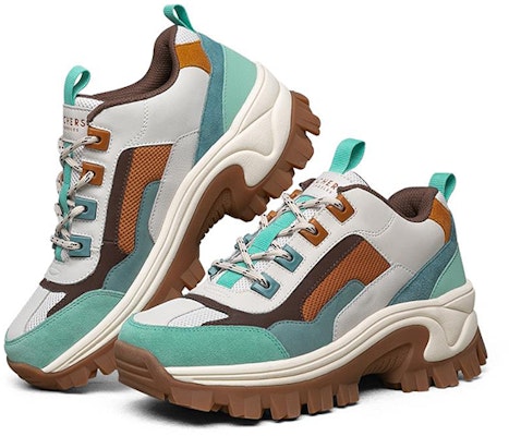 (Women) Skechers Street Blox Low-Top Green/Brown/Grey 155256-NTMT Lookbook (Women) Skechers Street Blox Low-Top Green/Brown/Grey 155256-NTMT