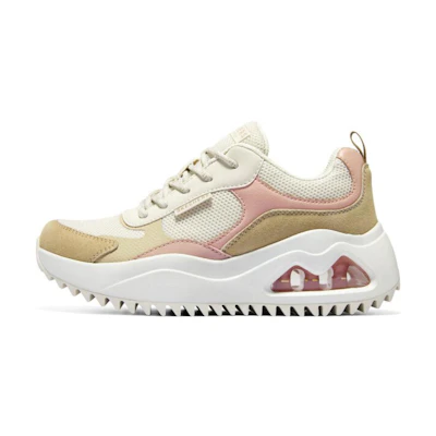 (W) Skechers Street Uno Peaks Shoes 'White Tan Pink'